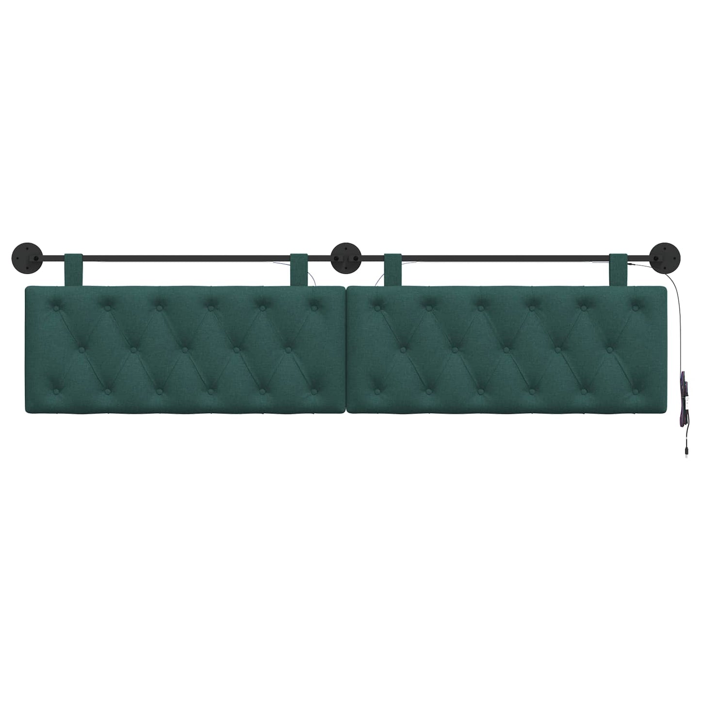 Hangend hoofdbord Met LED-verlichting Donkergroen Stof