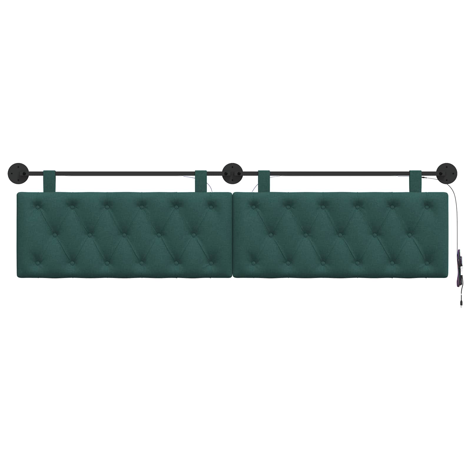 Hangend hoofdbord Met LED-verlichting Donkergroen Stof