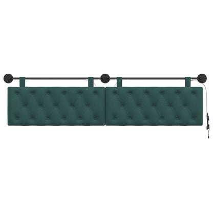 Hangend hoofdbord Met LED-verlichting Donkergroen Stof