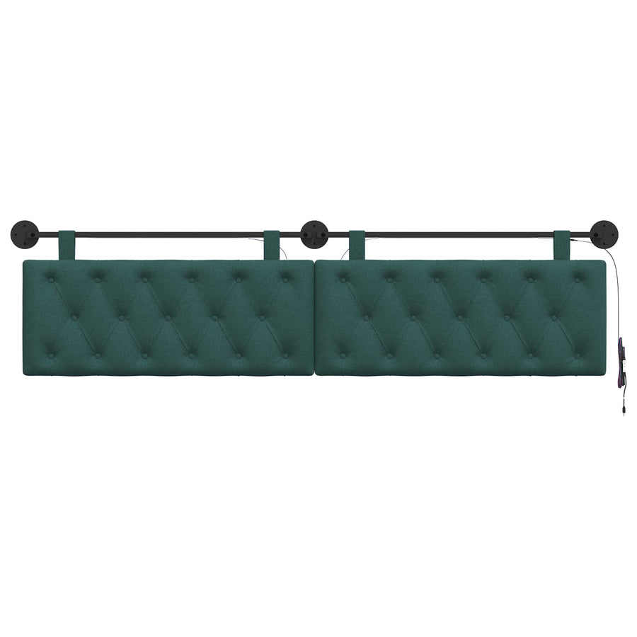 Hangend hoofdbord Met LED-verlichting Donkergroen Stof