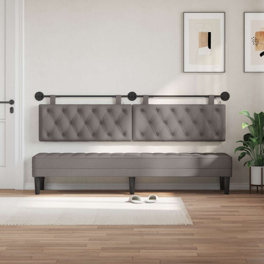 Hangend hoofdbord Met LED-verlichting Taupe Stof