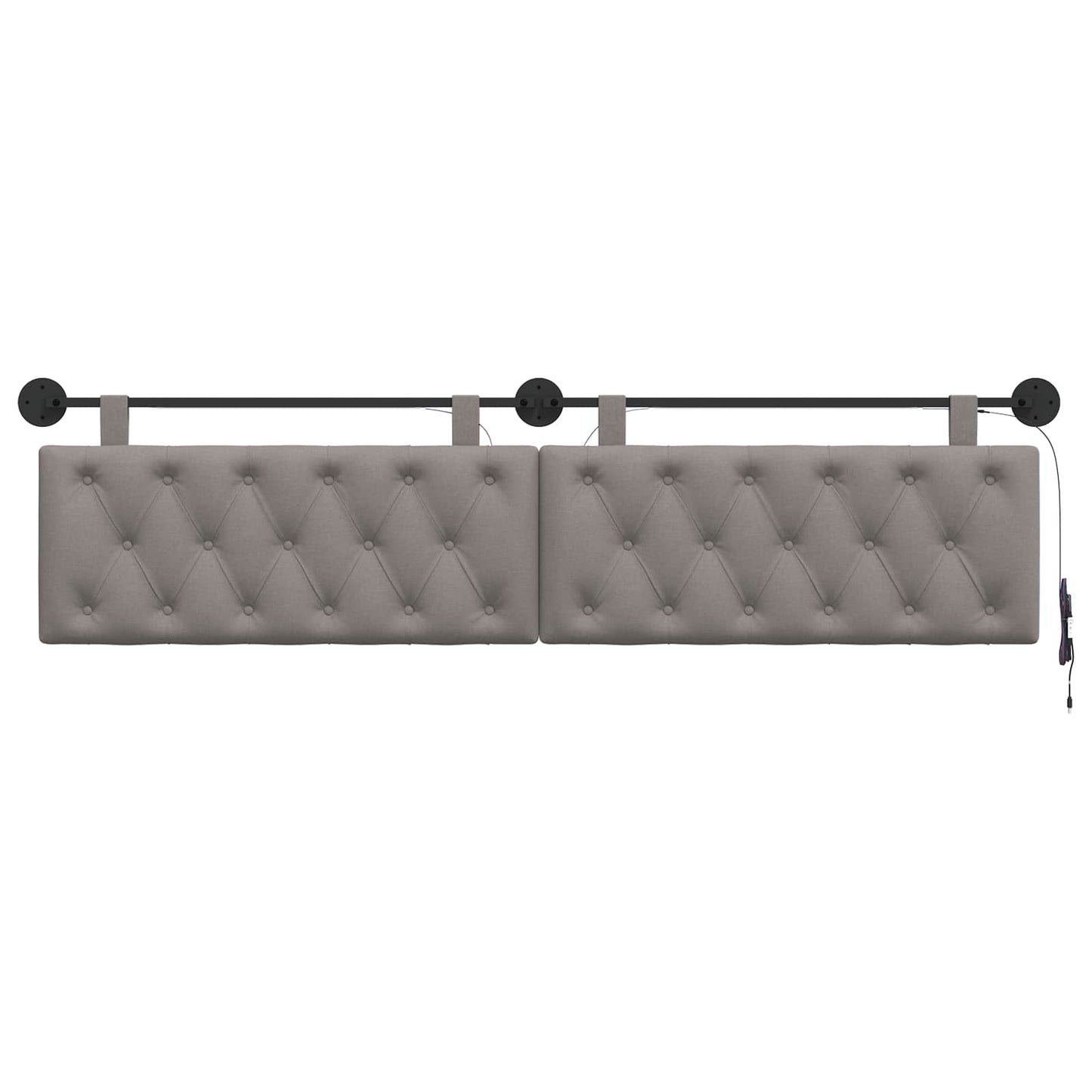Hangend hoofdbord Met LED-verlichting Taupe Stof