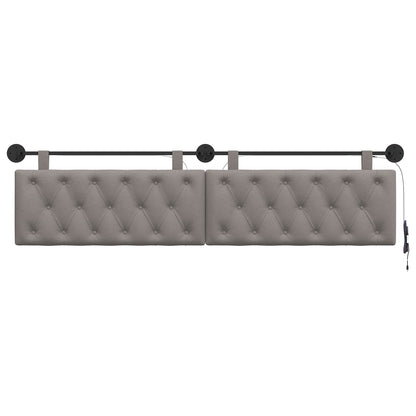 Hangend hoofdbord Met LED-verlichting Taupe Stof