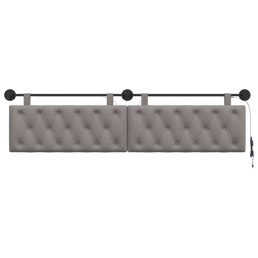 Hangend hoofdbord Met LED-verlichting Taupe Stof