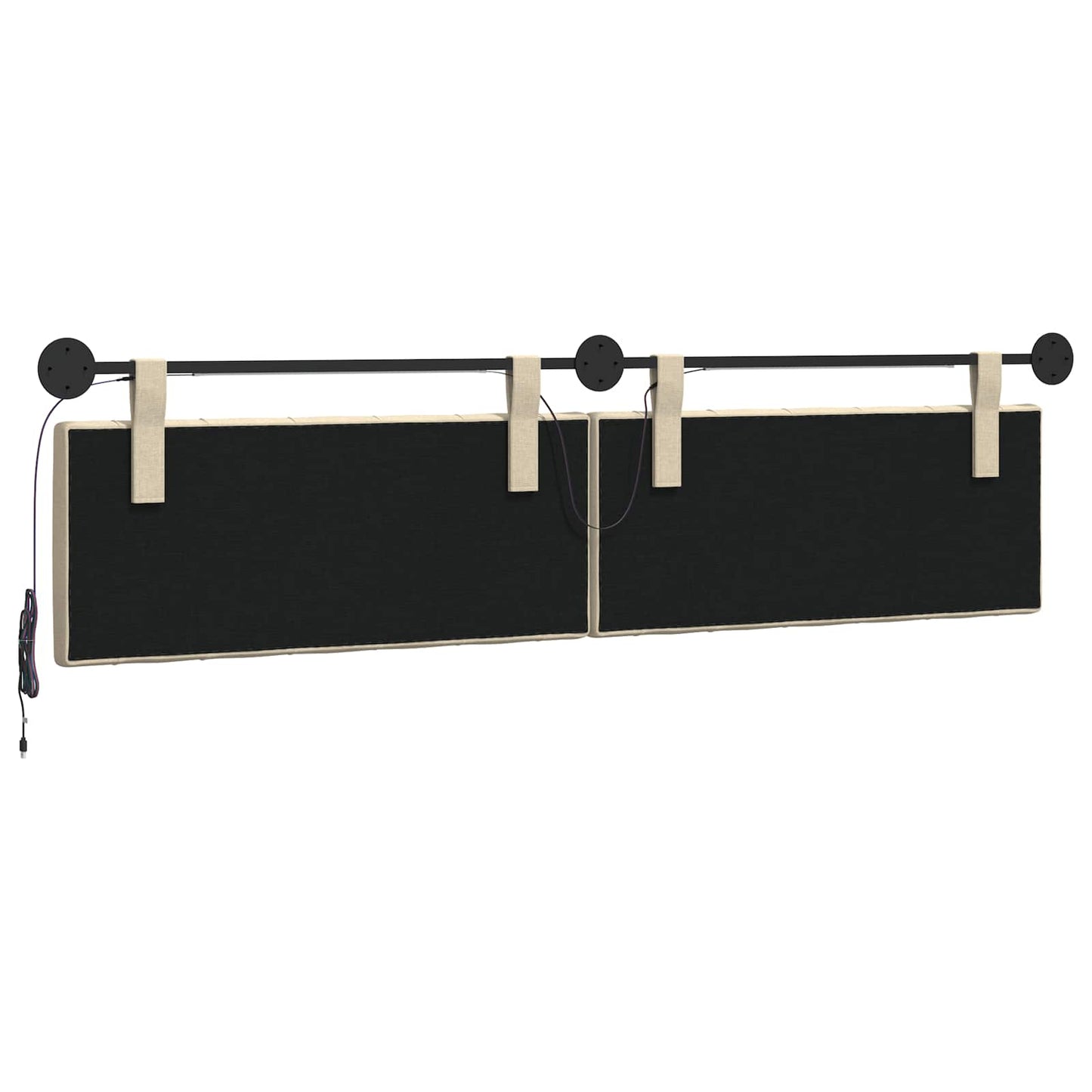Hangend hoofdbord Met LED-verlichting Crèmekleurig Stof
