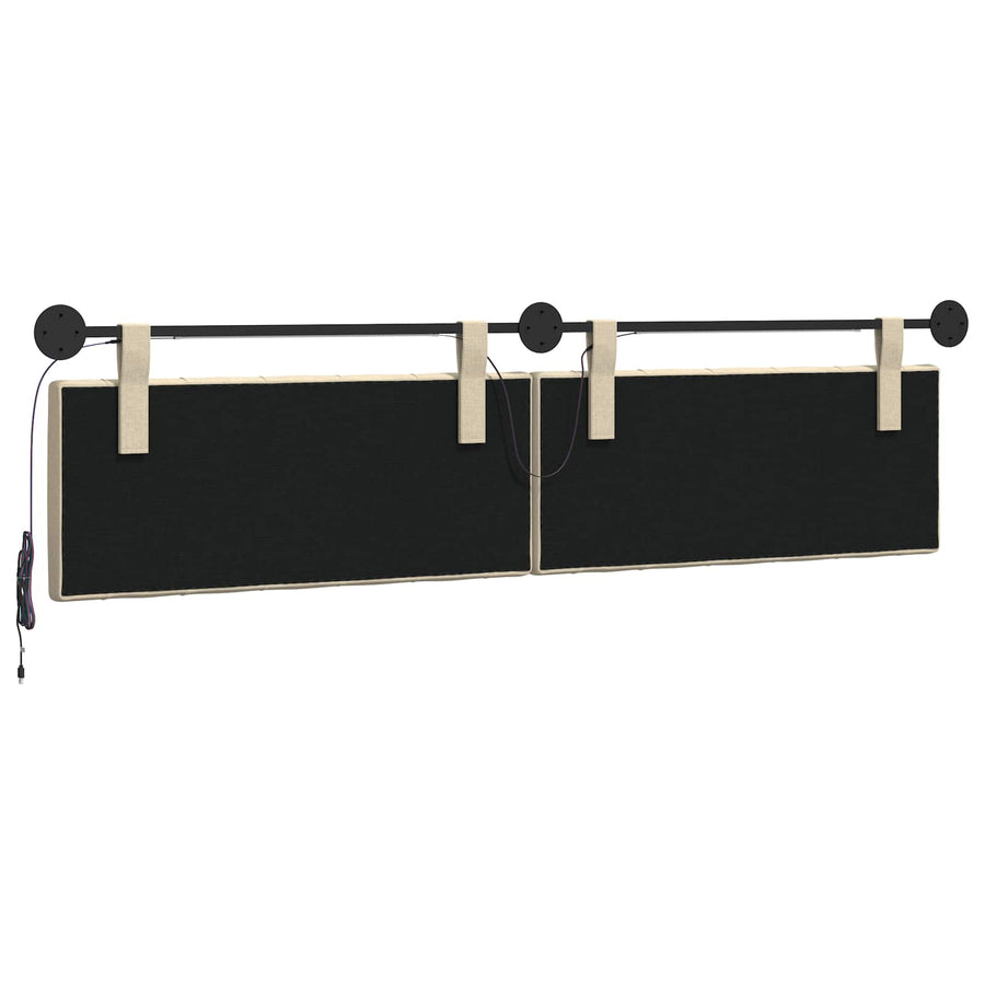 Hangend hoofdbord Met LED-verlichting Crèmekleurig Stof