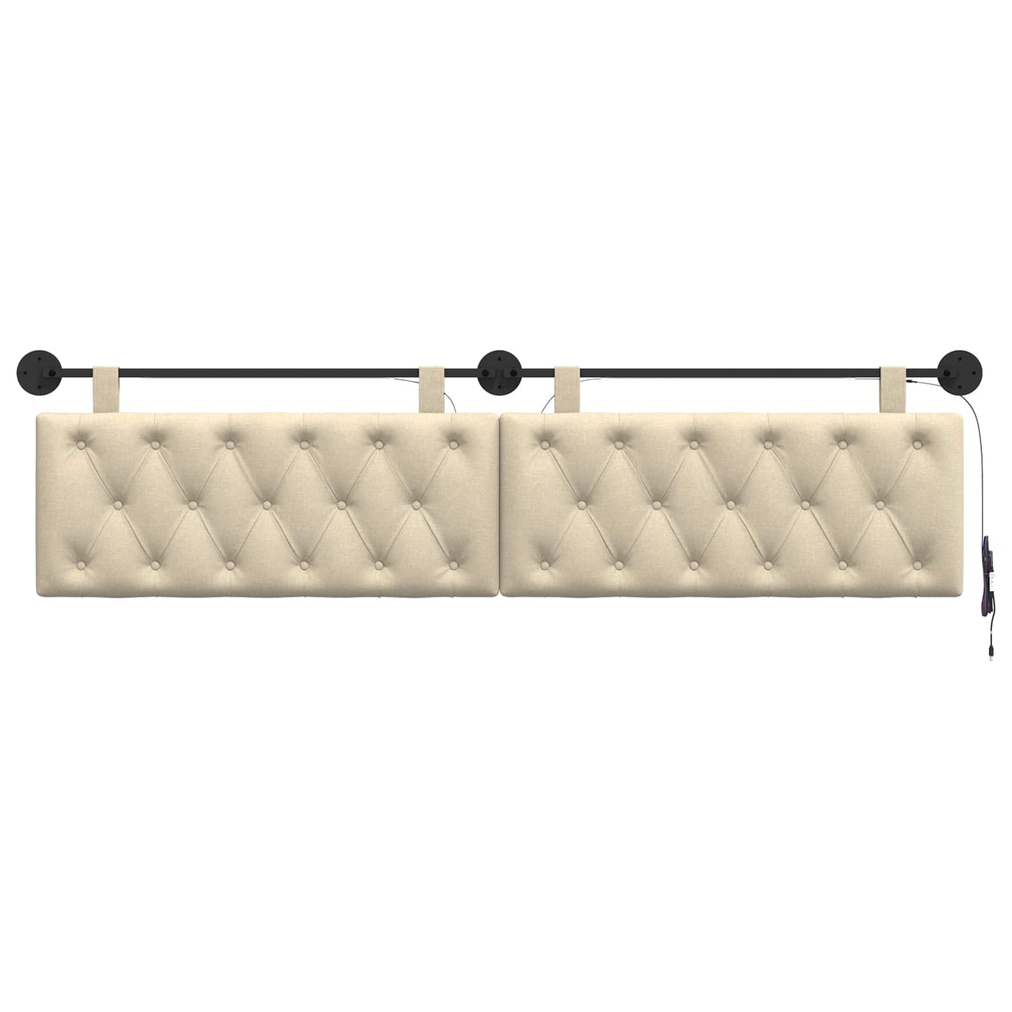 Hangend hoofdbord Met LED-verlichting Crèmekleurig Stof