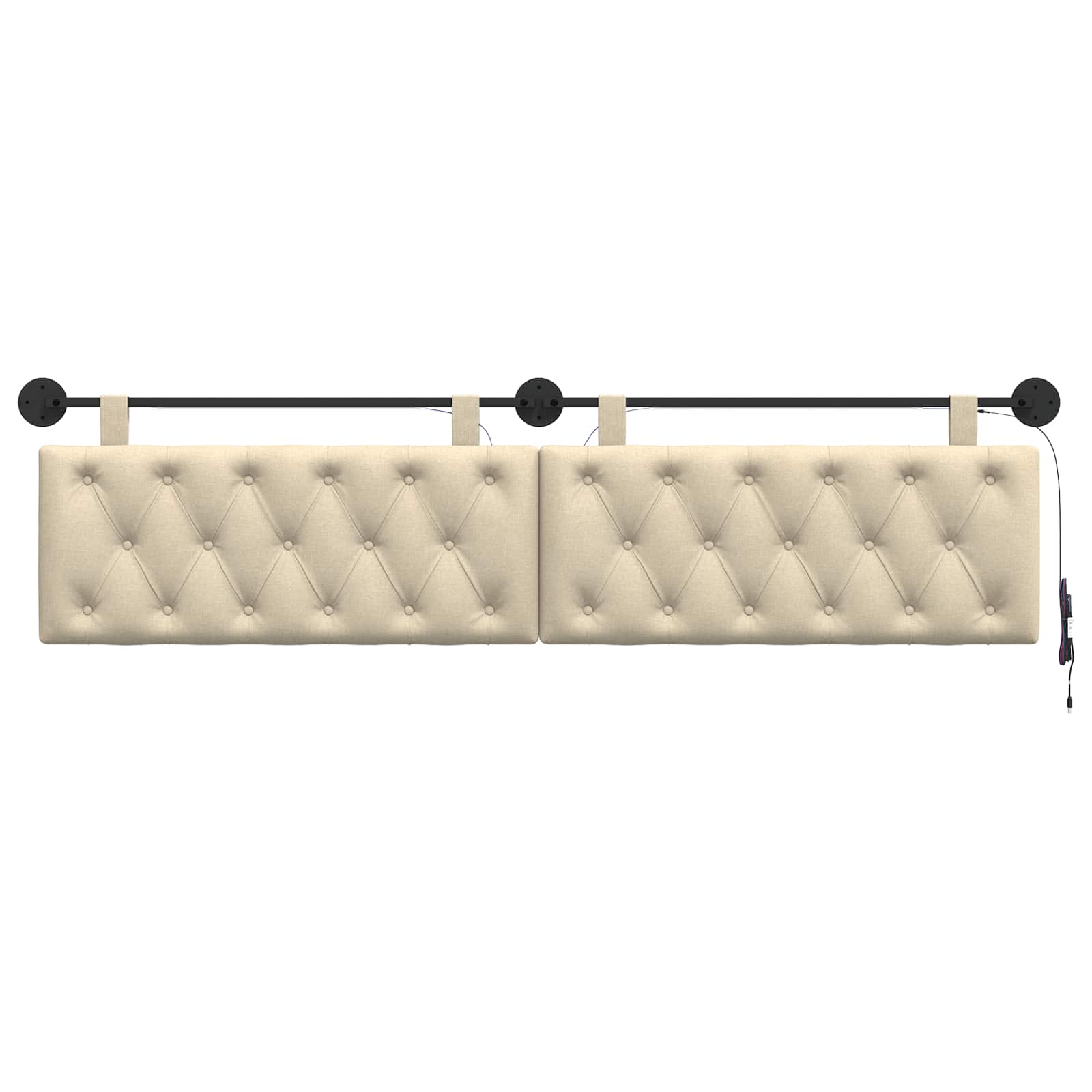 Hangend hoofdbord Met LED-verlichting Crèmekleurig Stof