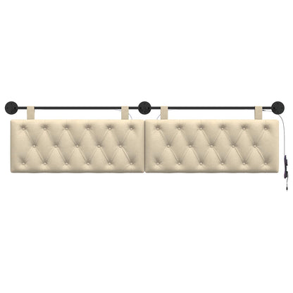Hangend hoofdbord Met LED-verlichting Crèmekleurig Stof