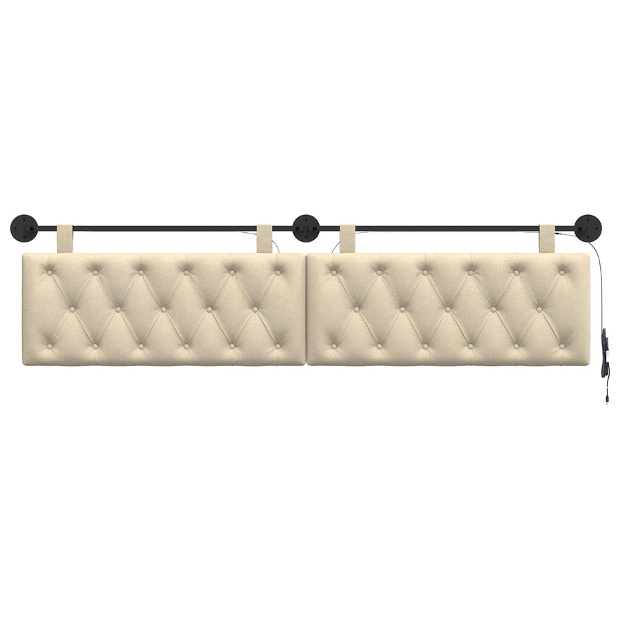 Hangend hoofdbord Met LED-verlichting Crèmekleurig Stof