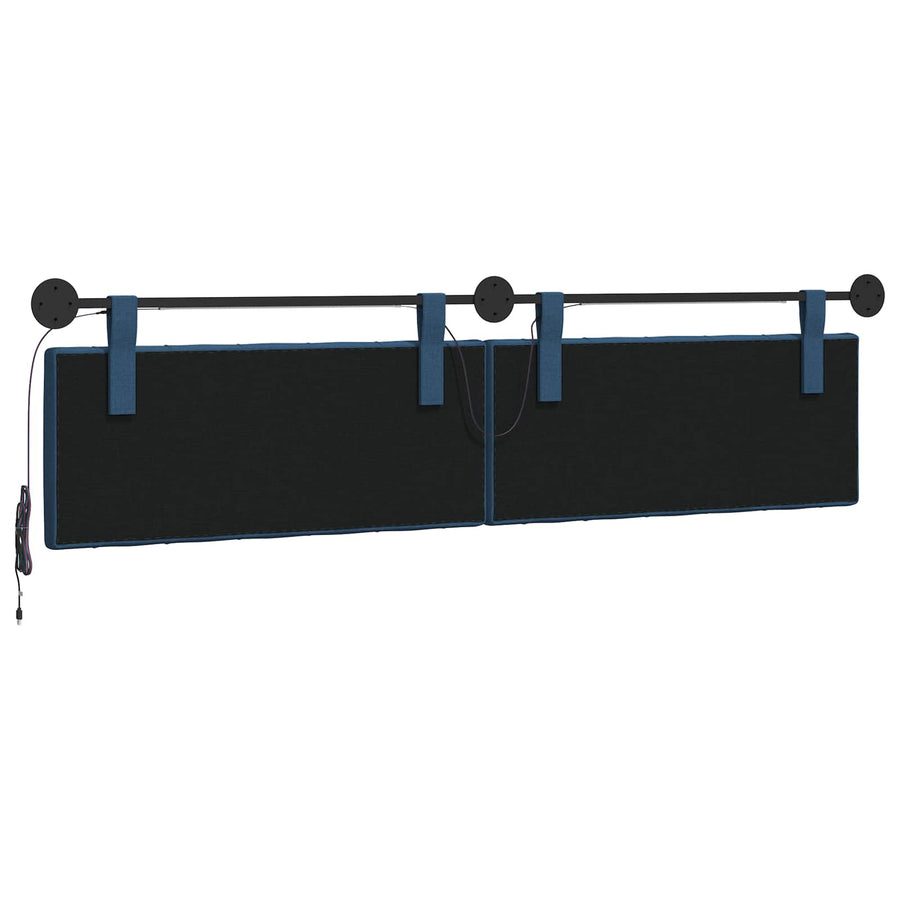 Hangend hoofdbord Met LED-verlichting Blauw Stof