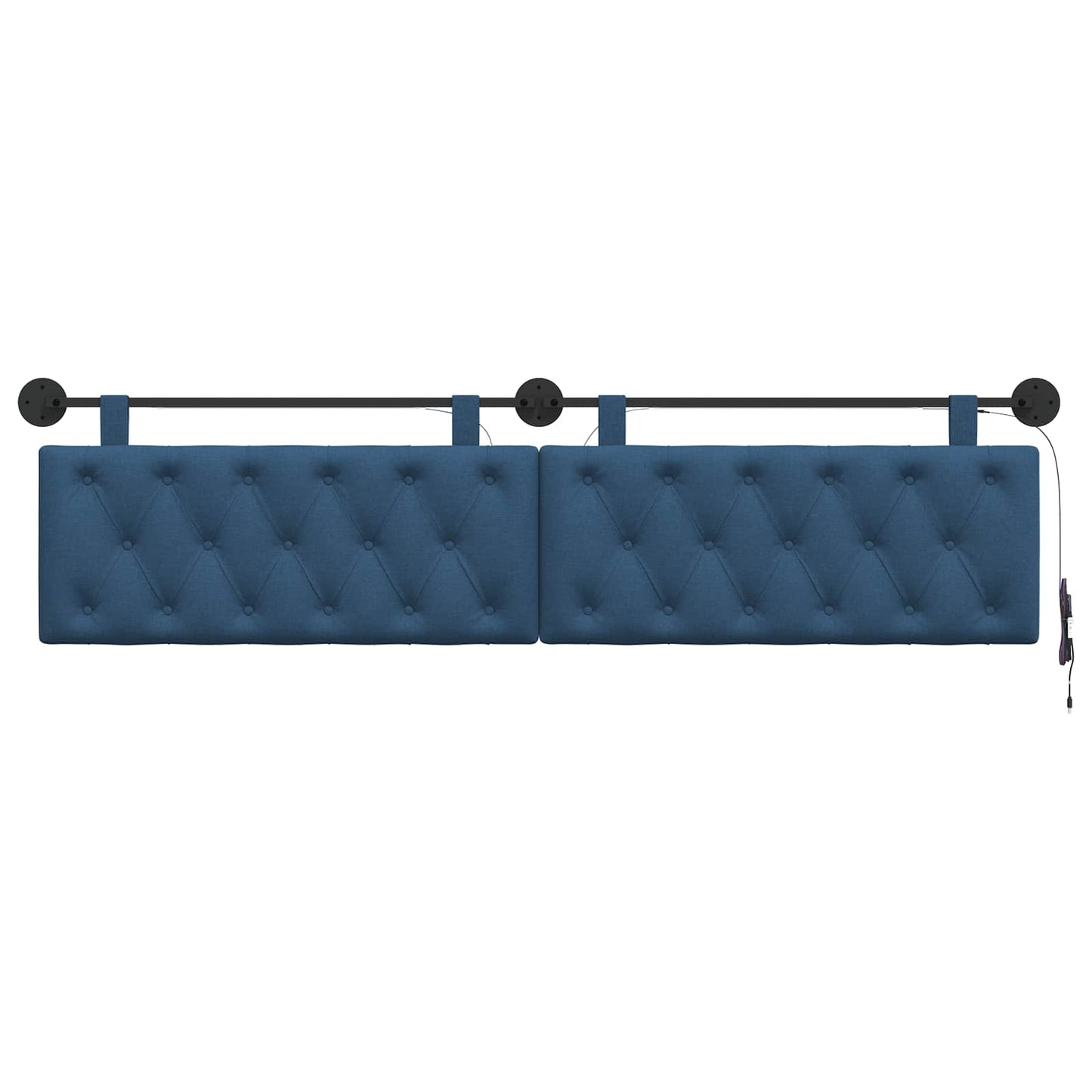 Hangend hoofdbord Met LED-verlichting Blauw Stof