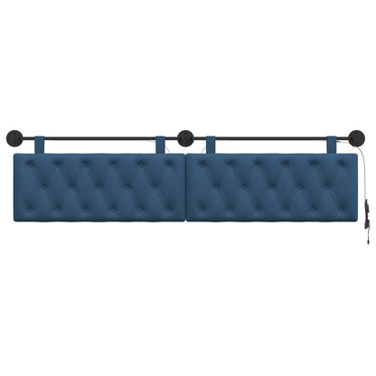Hangend hoofdbord Met LED-verlichting Blauw Stof
