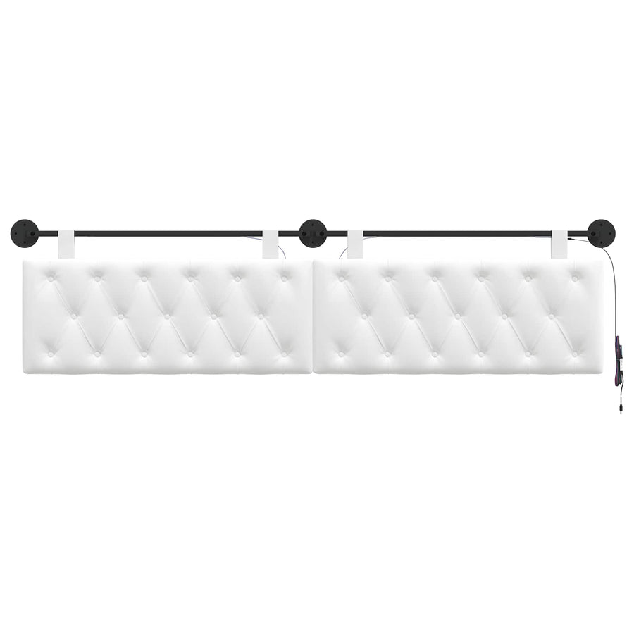 Hangend hoofdbord Met LED-verlichting Wit Stof