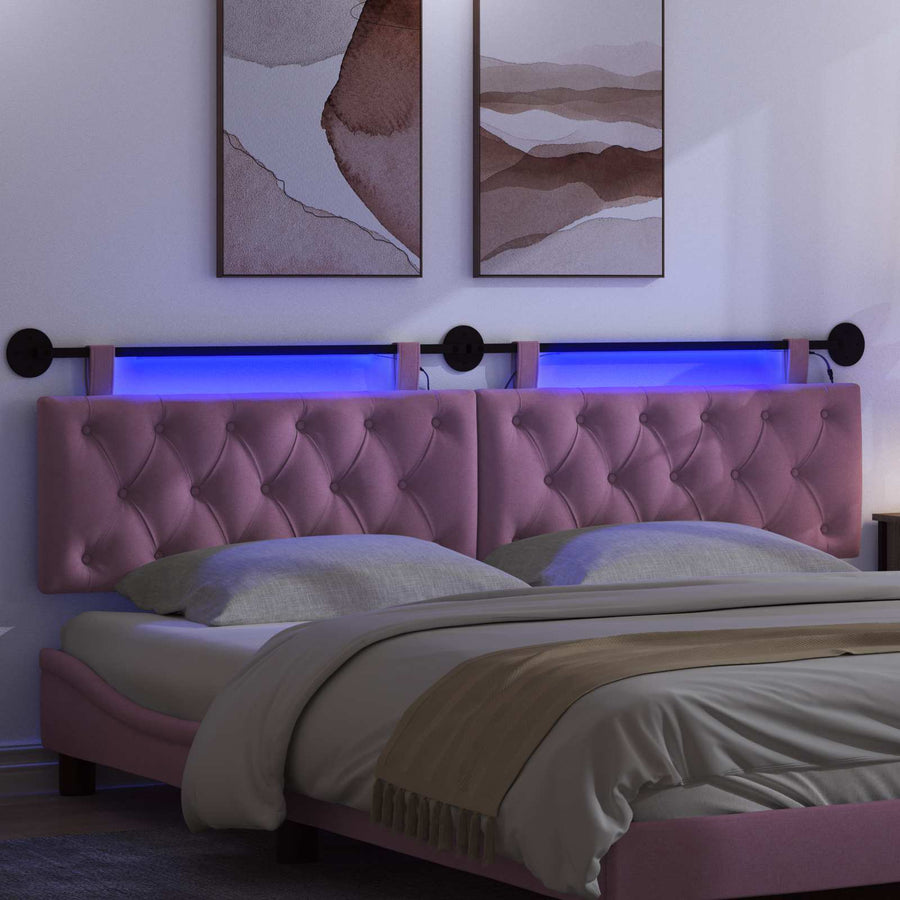 Hangend hoofdbord Met LED-verlichting Roze Stof