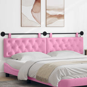 Hangend hoofdbord roze stof met LED 210x55x7 cm