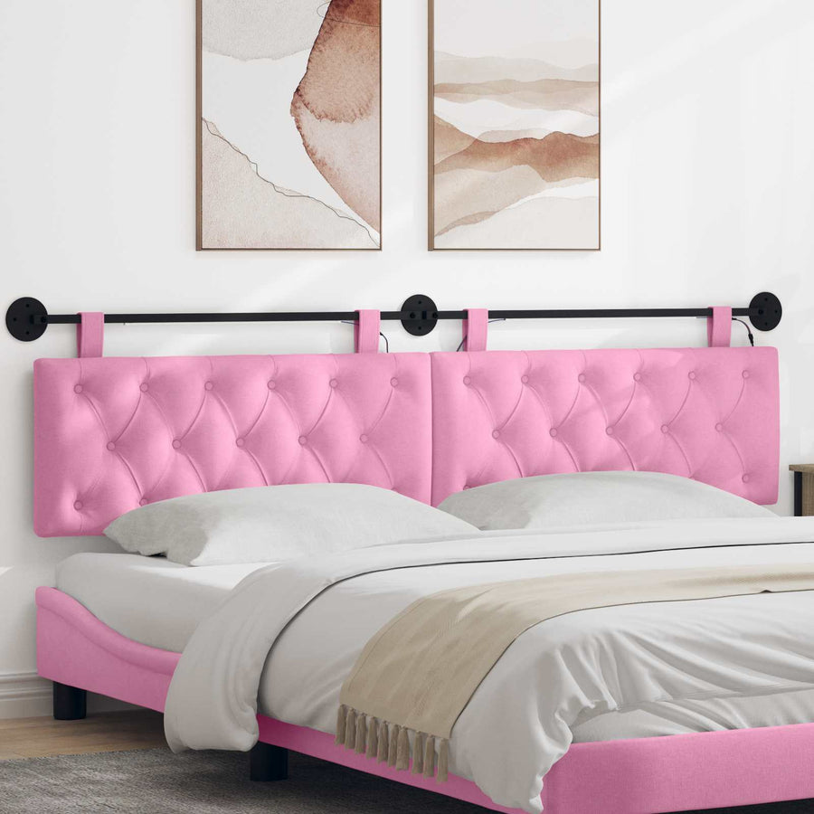 Hangend hoofdbord Met LED-verlichting Roze Stof