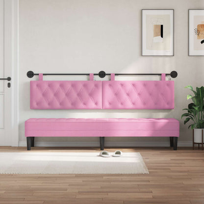 Hangend hoofdbord Met LED-verlichting Roze Stof