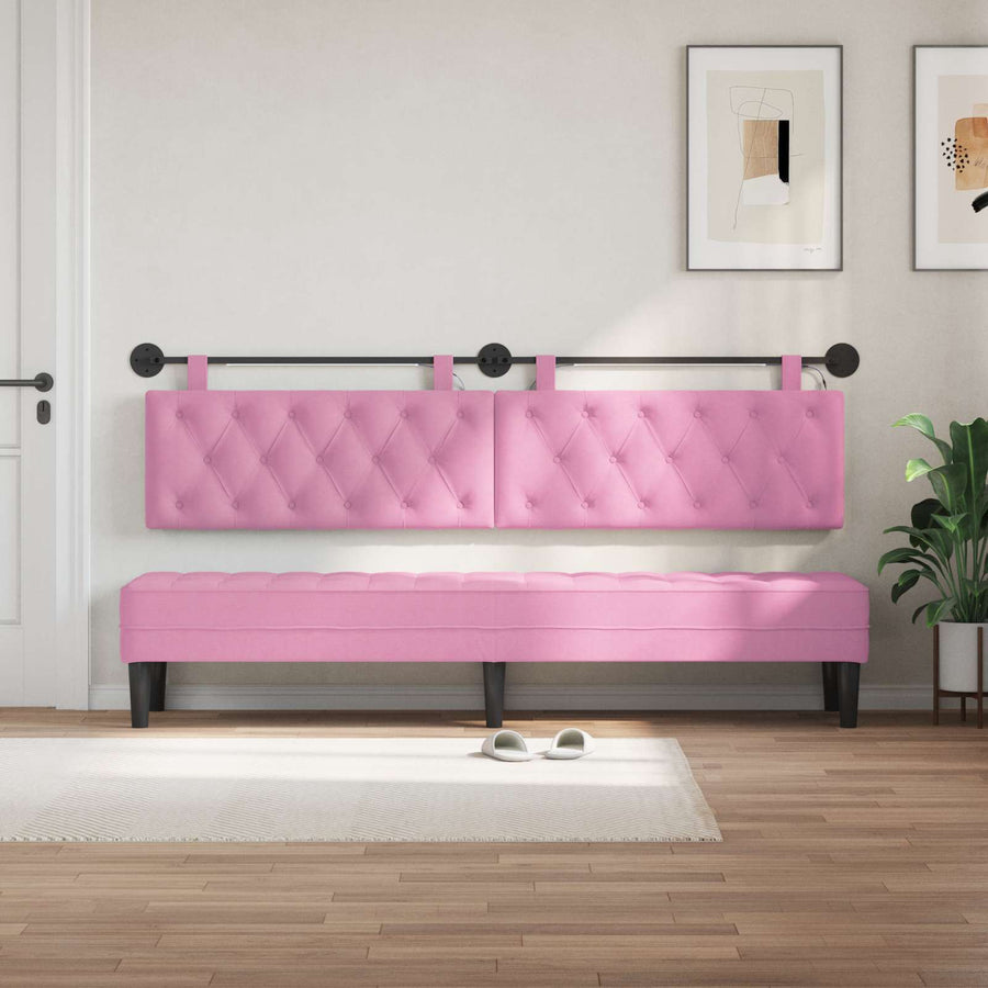 Hangend hoofdbord Met LED-verlichting Roze Stof
