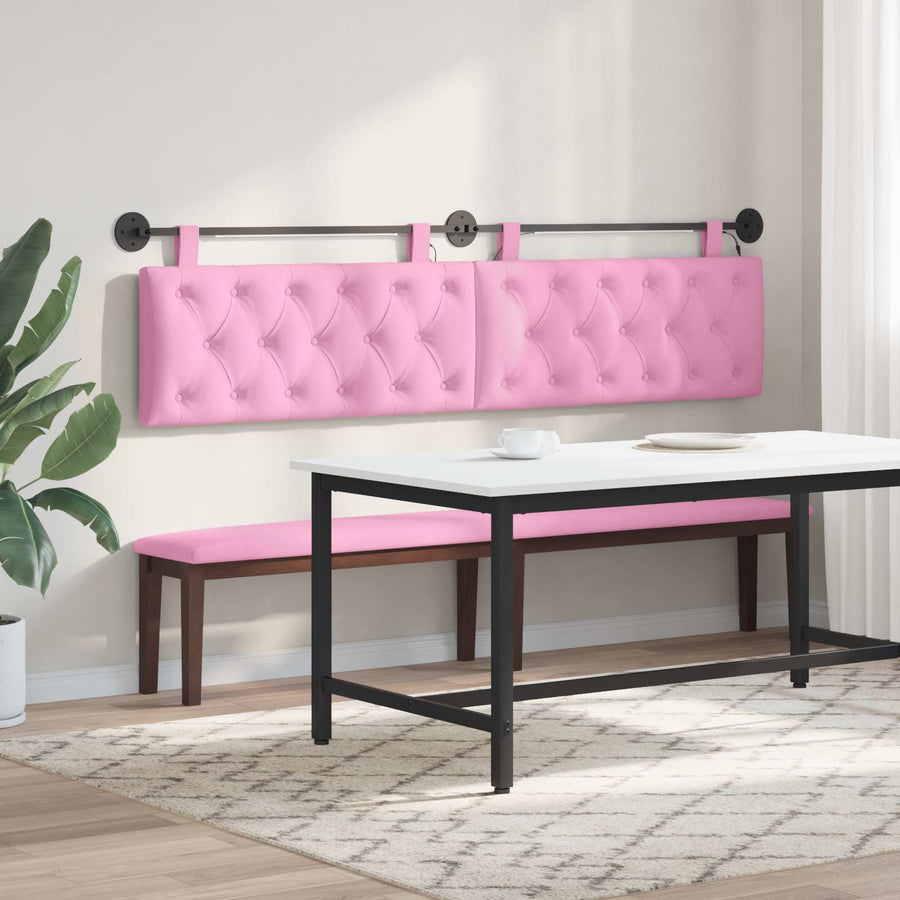 Hangend hoofdbord Met LED-verlichting Roze Stof