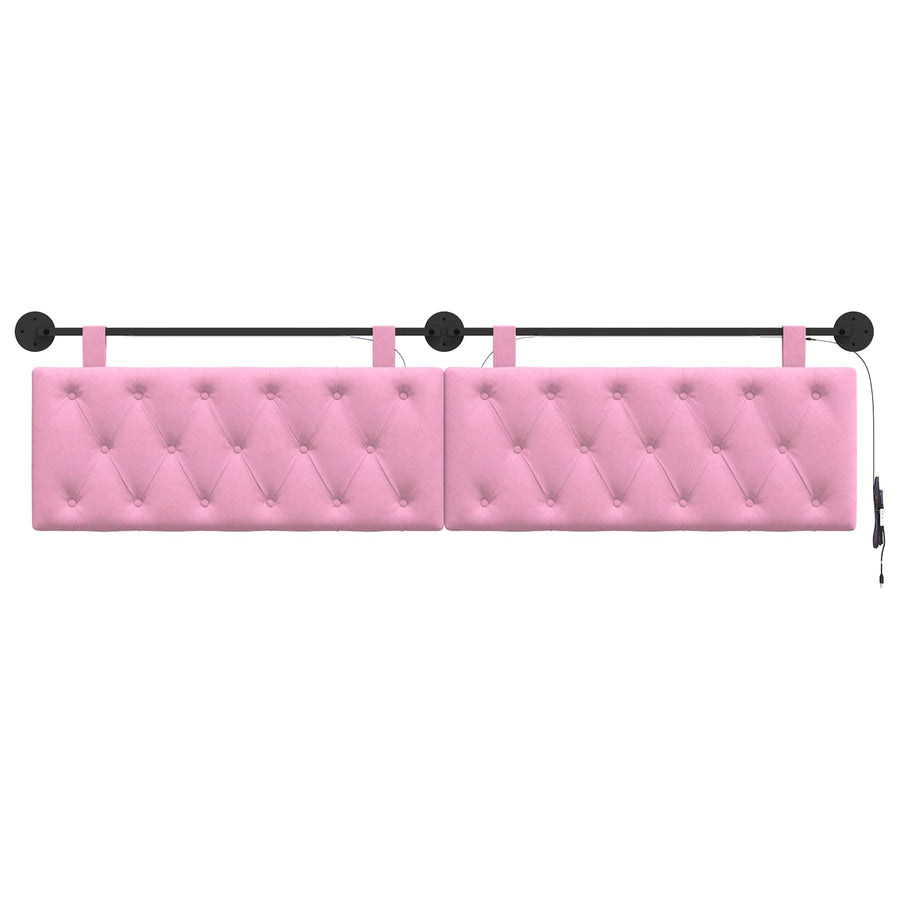 Hangend hoofdbord Met LED-verlichting Roze Stof