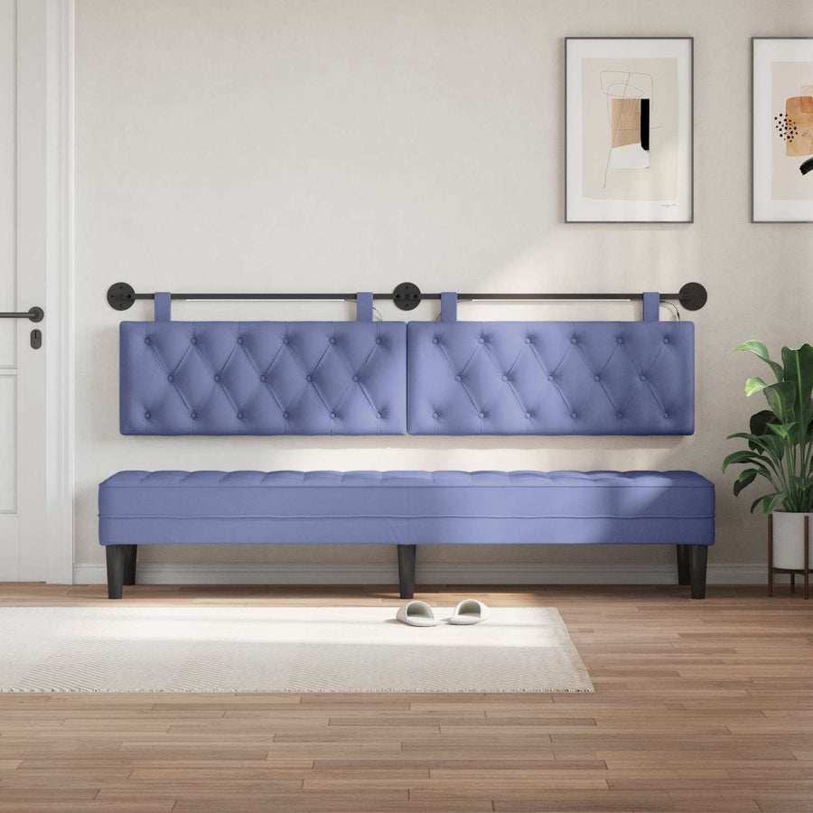 Hangend hoofdbord Met LED-verlichting Jeans Blauw Stof