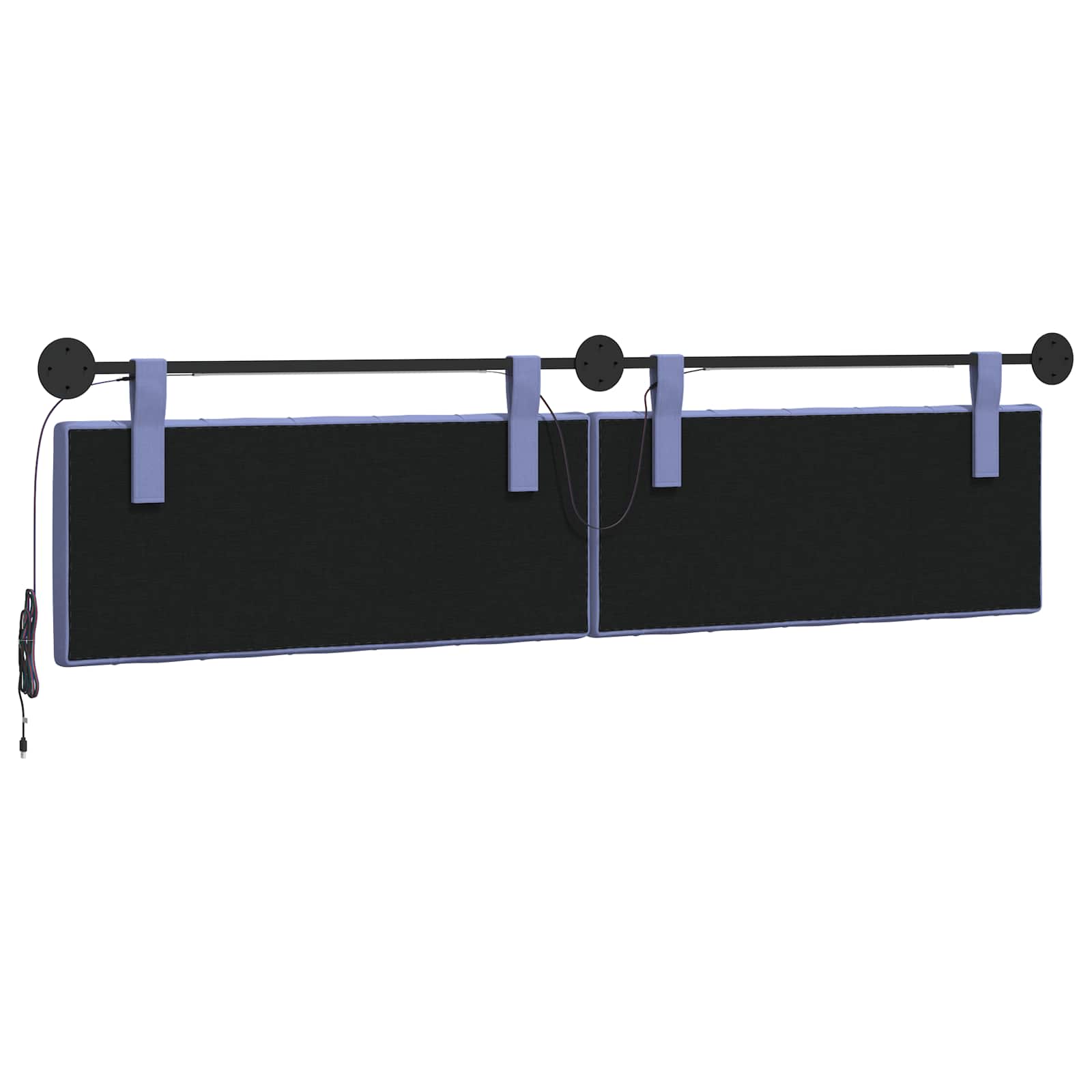 Hangend hoofdbord Met LED-verlichting Jeans Blauw Stof