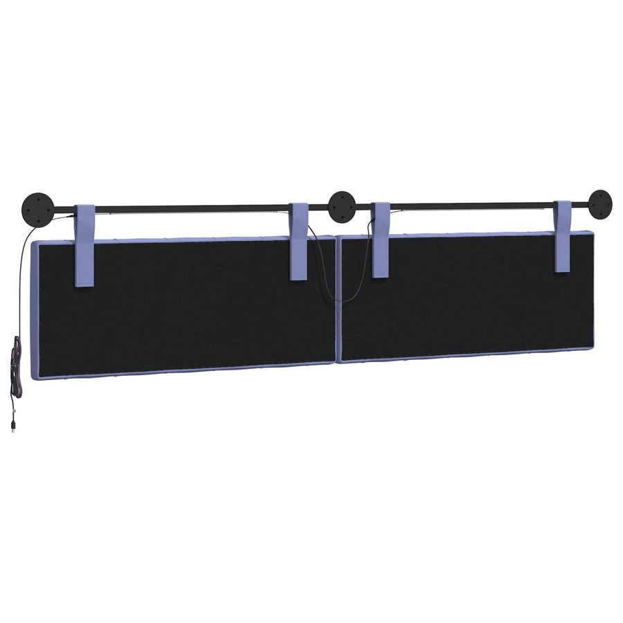 Hangend hoofdbord Met LED-verlichting Jeans Blauw Stof