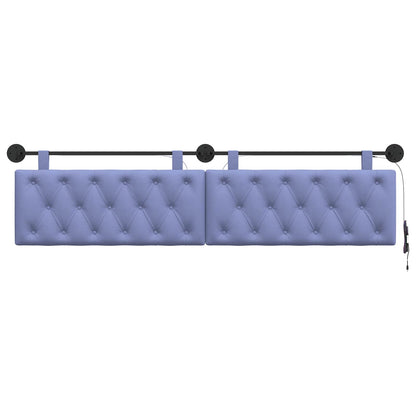 Hangend hoofdbord Met LED-verlichting Jeans Blauw Stof