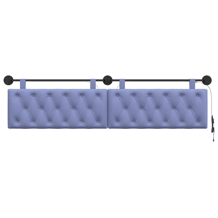 Hangend hoofdbord Met LED-verlichting Jeans Blauw Stof