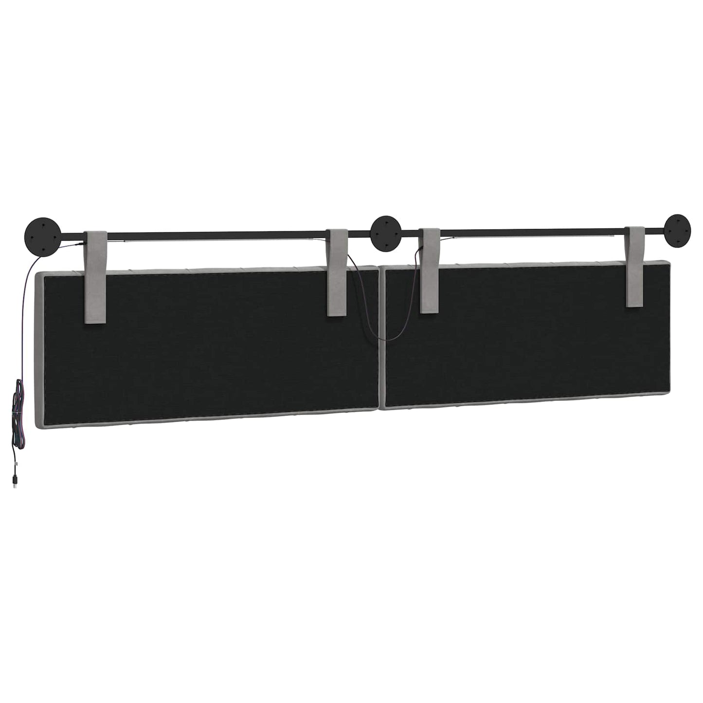 Hangend hoofdbord Met LED-verlichting Lichtgrijs Fluweel