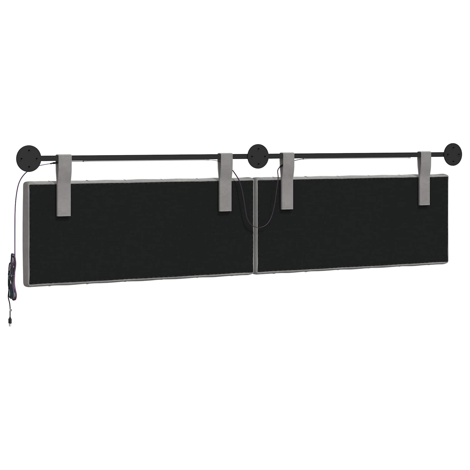 Hangend hoofdbord Met LED-verlichting Lichtgrijs Fluweel
