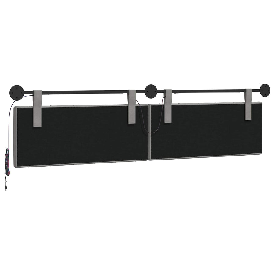 Hangend hoofdbord Met LED-verlichting Lichtgrijs Fluweel