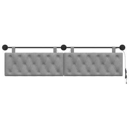 Hangend hoofdbord Met LED-verlichting Lichtgrijs Fluweel