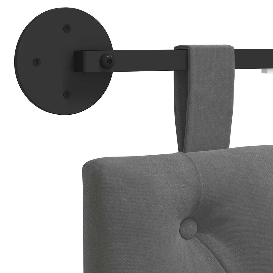 Hangend hoofdbord Met LED-verlichting Donkergrijs Fluweel