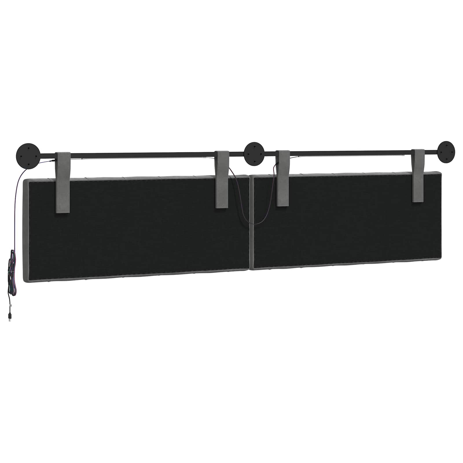 Hangend hoofdbord Met LED-verlichting Donkergrijs Fluweel