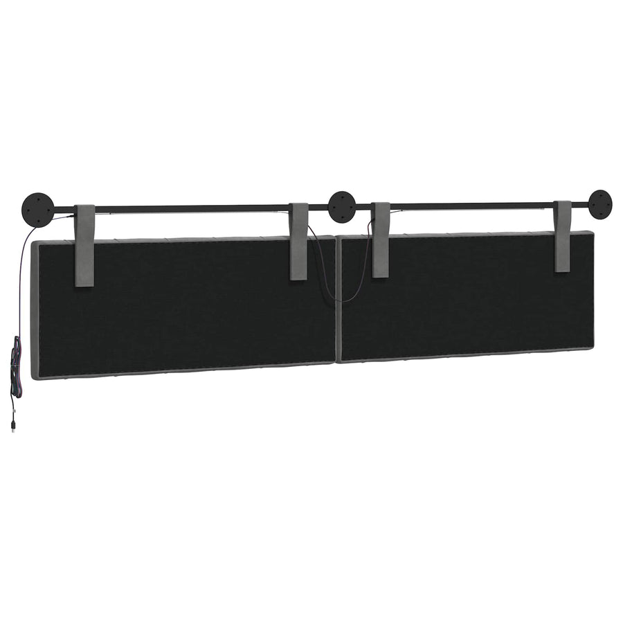 Hangend hoofdbord Met LED-verlichting Donkergrijs Fluweel
