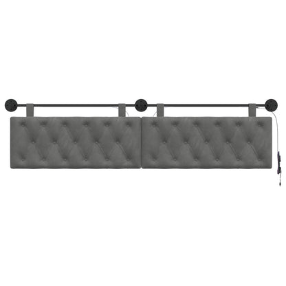 Hangend hoofdbord Met LED-verlichting Donkergrijs Fluweel