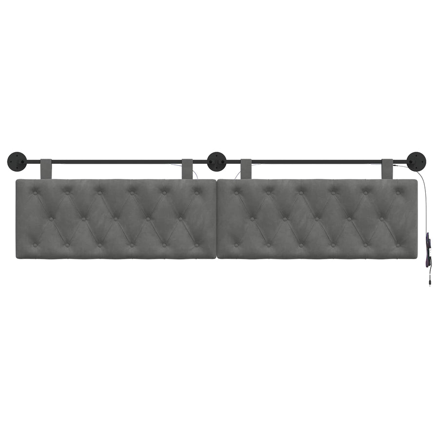 Hangend hoofdbord Met LED-verlichting Donkergrijs Fluweel