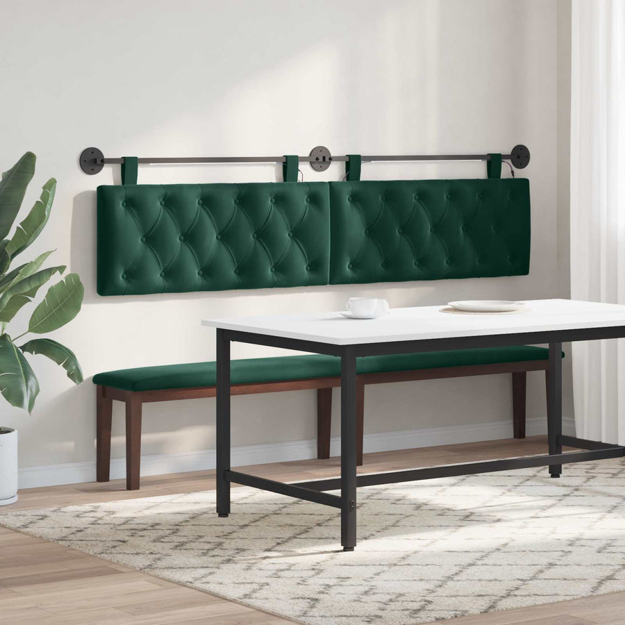 Hangend hoofdbord Met LED-verlichting Donkergroen Fluweel