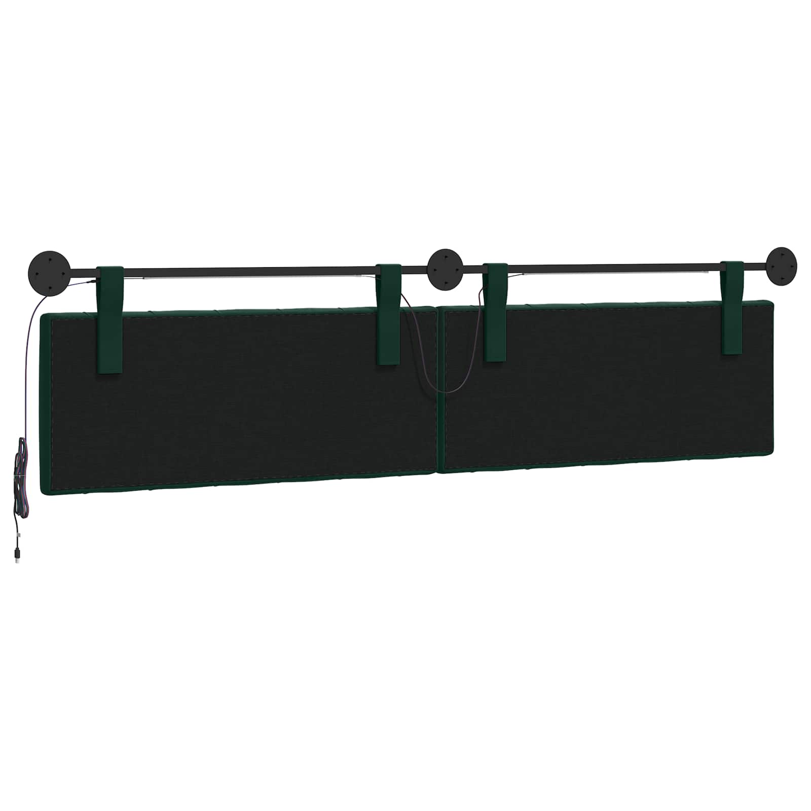 Hangend hoofdbord Met LED-verlichting Donkergroen Fluweel