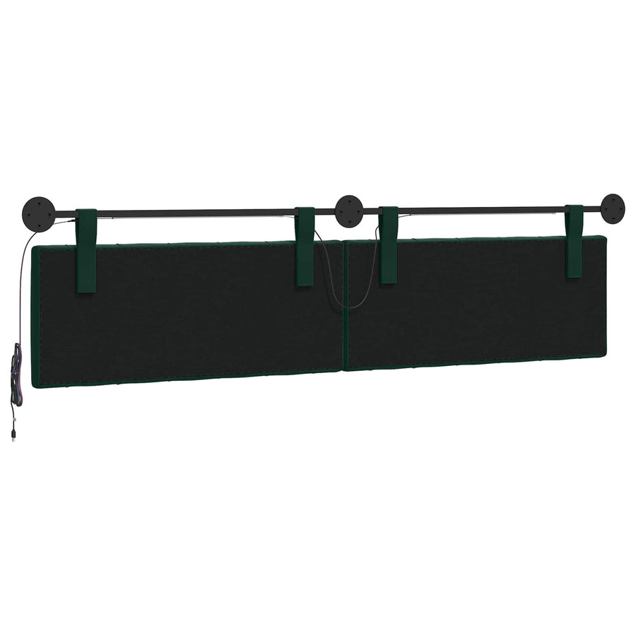 Hangend hoofdbord Met LED-verlichting Donkergroen Fluweel