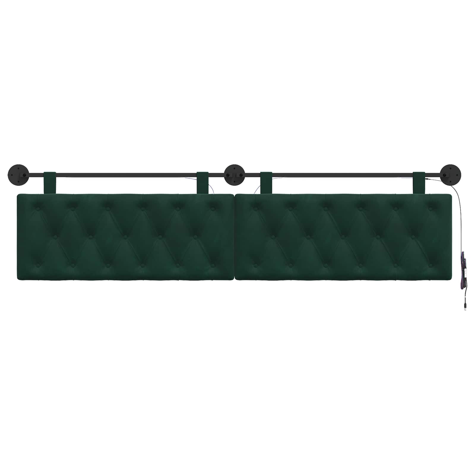 Hangend hoofdbord Met LED-verlichting Donkergroen Fluweel