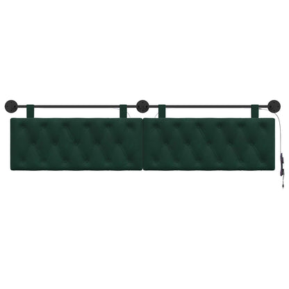 Hangend hoofdbord Met LED-verlichting Donkergroen Fluweel