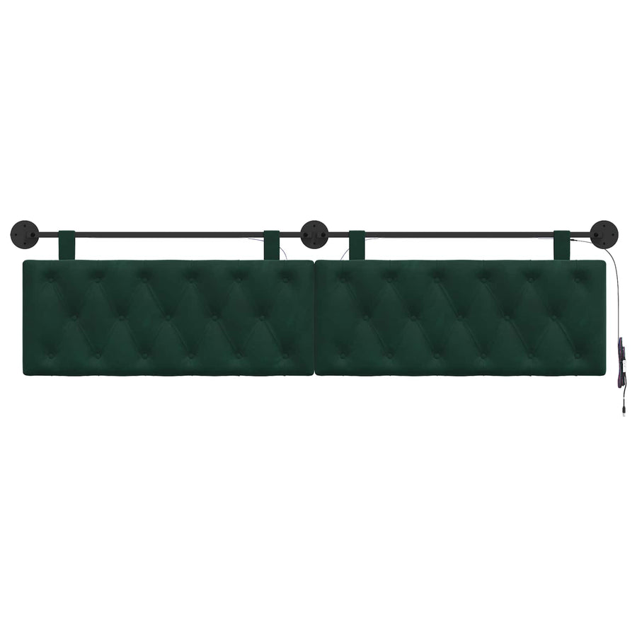 Hangend hoofdbord Met LED-verlichting Donkergroen Fluweel
