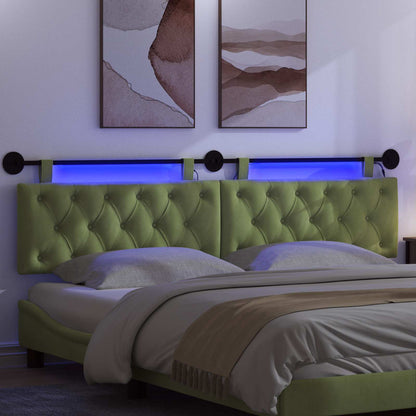 Hangend hoofdbord Met LED-verlichting Lichtgroen Fluweel