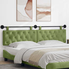 Wall Mounted Headboard With LED Lighting Light Green Velvet