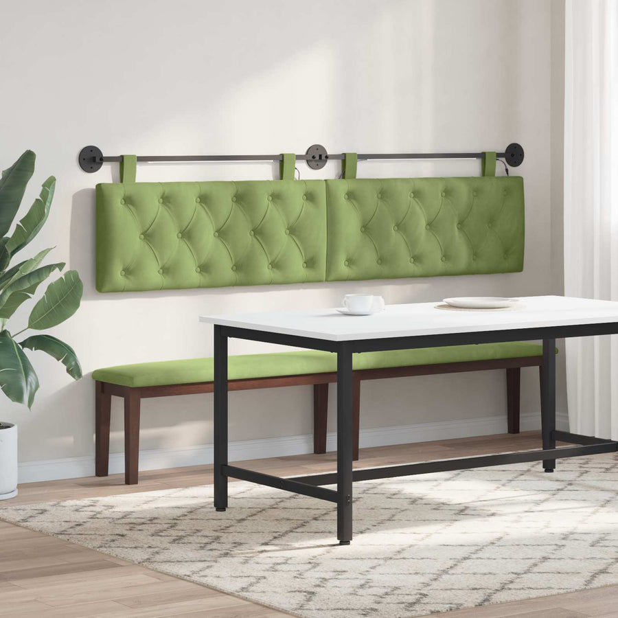 Hangend hoofdbord Met LED-verlichting Lichtgroen Fluweel