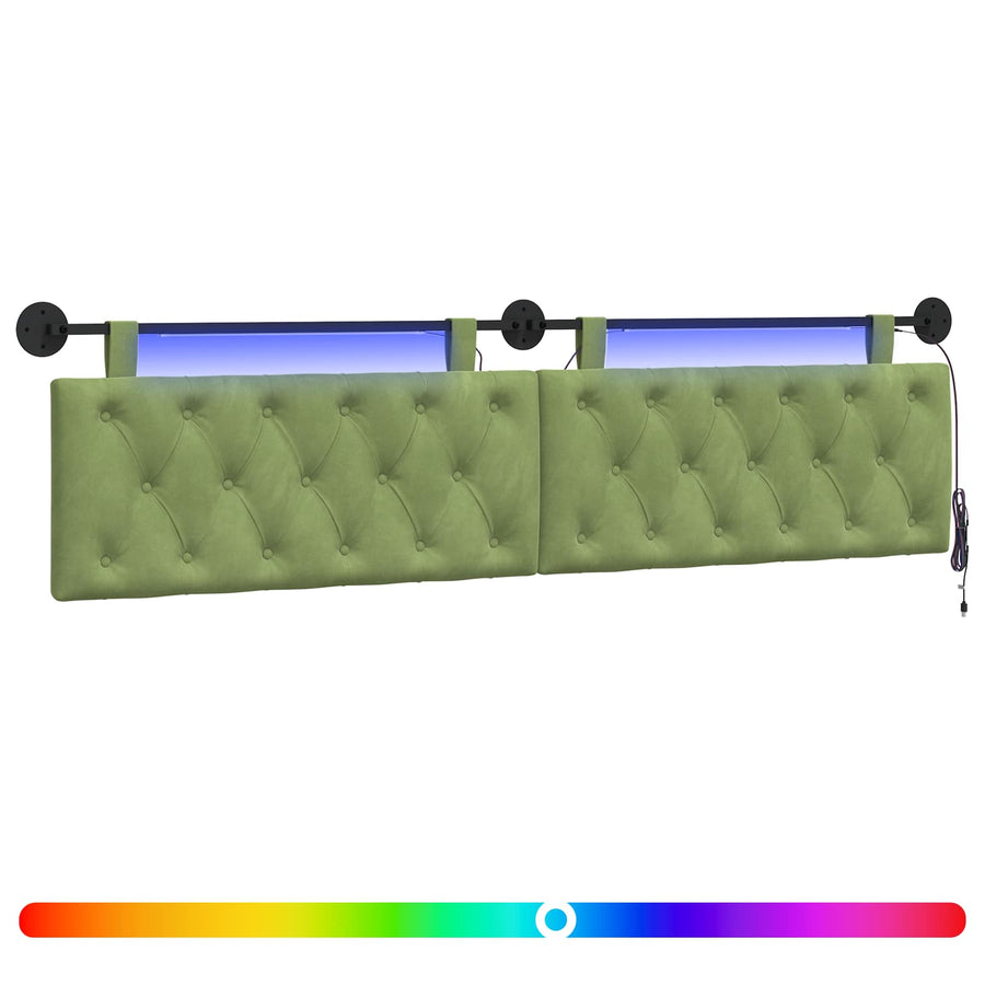 Hangend hoofdbord Met LED-verlichting Lichtgroen Fluweel