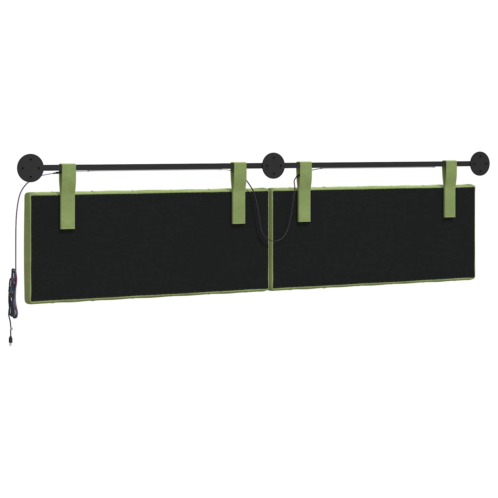 Hangend hoofdbord Met LED-verlichting Lichtgroen Fluweel
